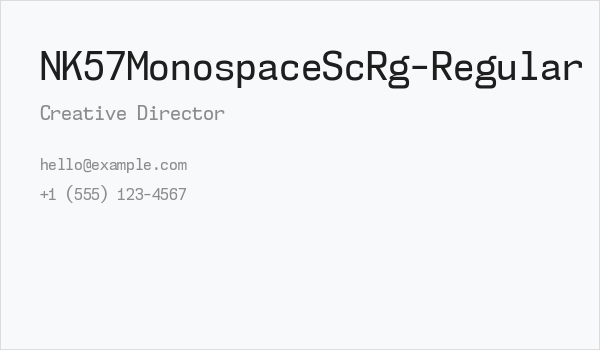 NK57MonospaceScRg-Regular Business Card
