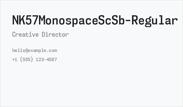 NK57MonospaceScSb-Regular Business Card
