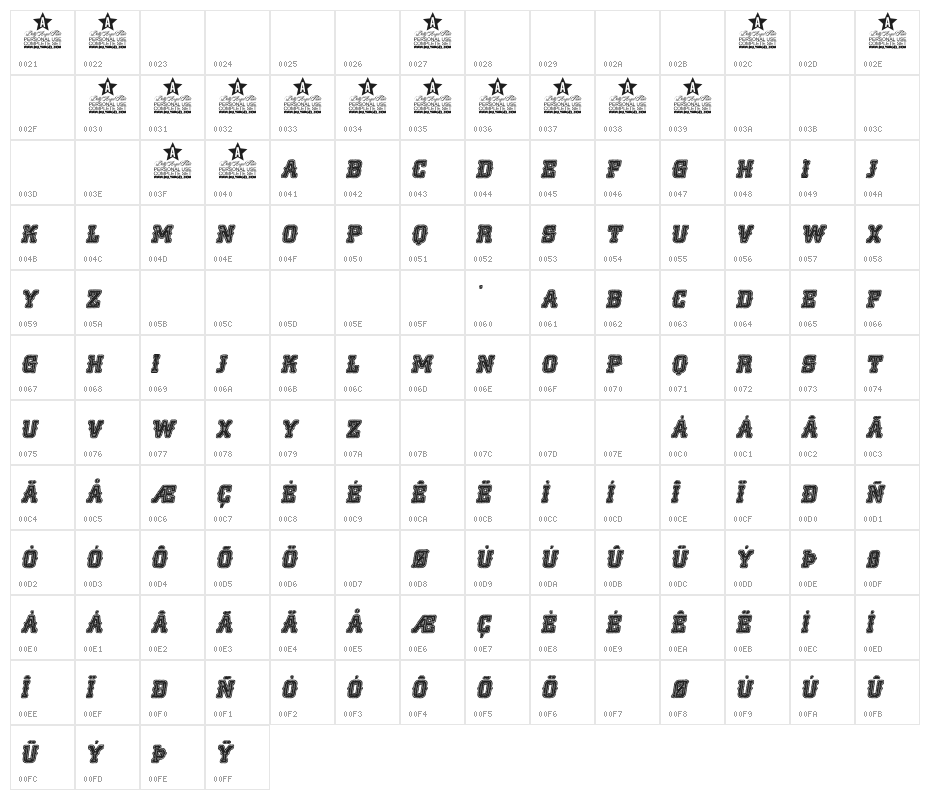 NOCLASS ITALIC PERSONAL USE Bold Italic Character Map