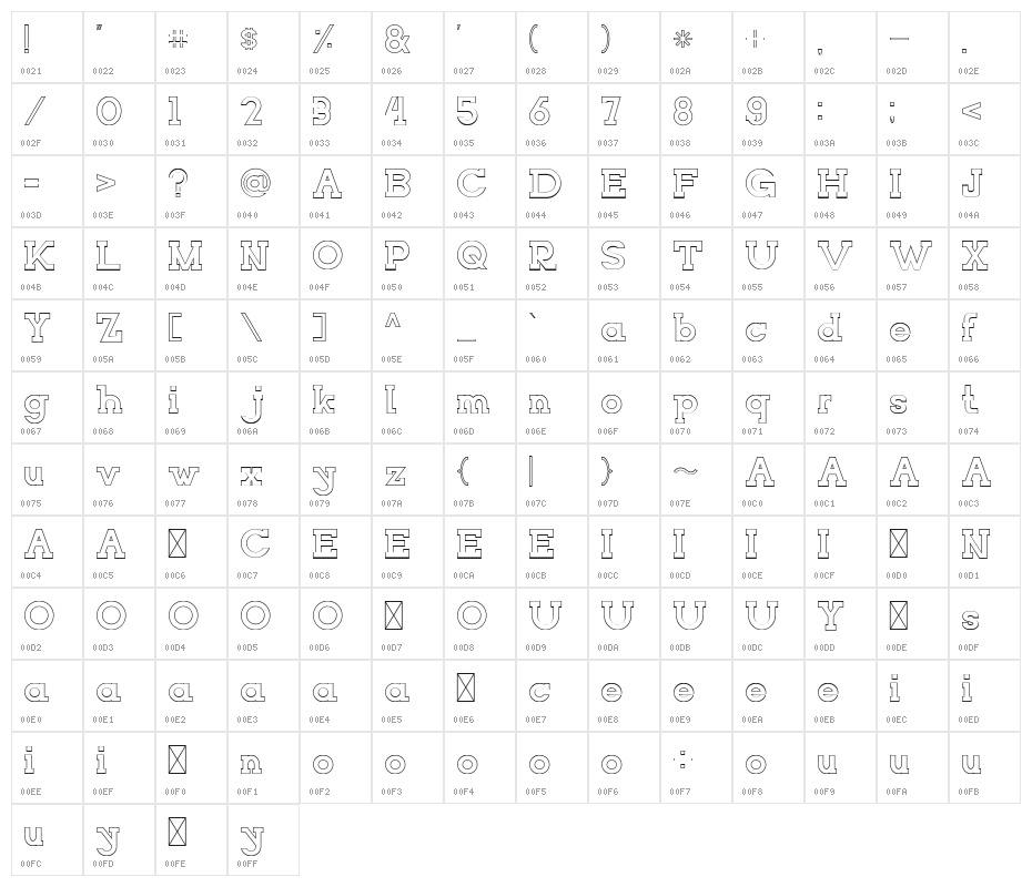 NORTHCLIFF Stroke Character Map