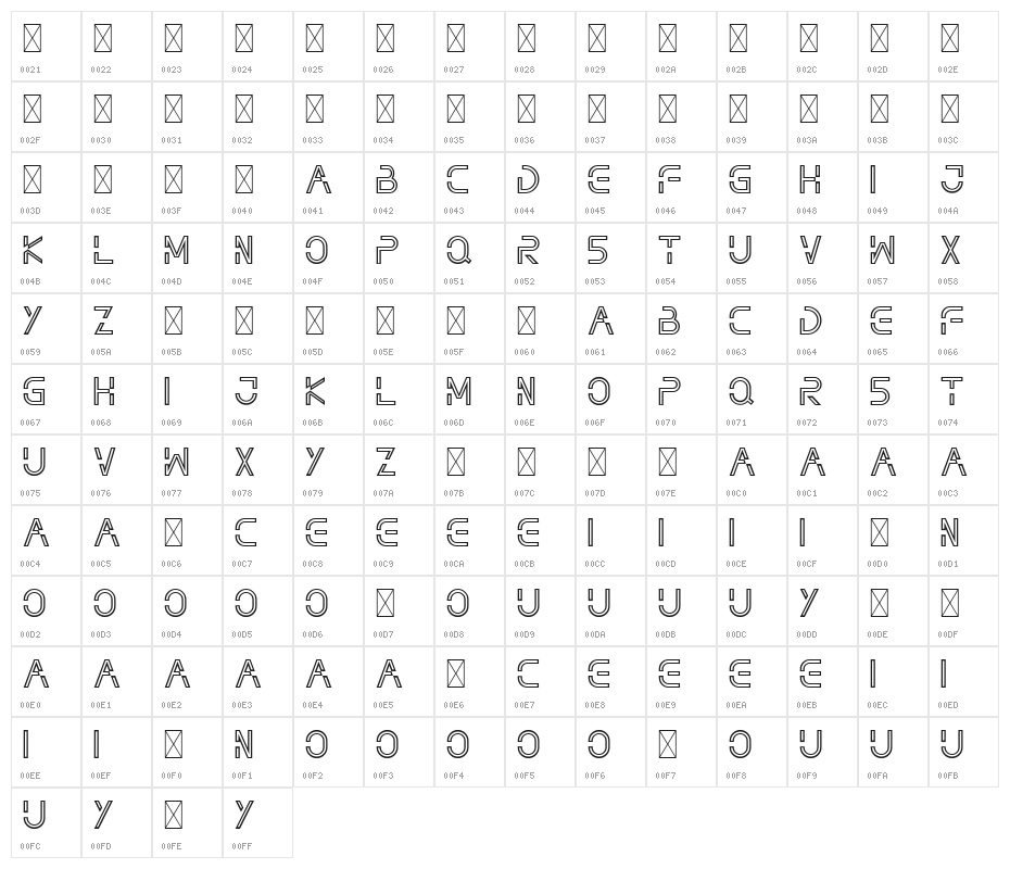 NOTHAN DEMO Outline Character Map