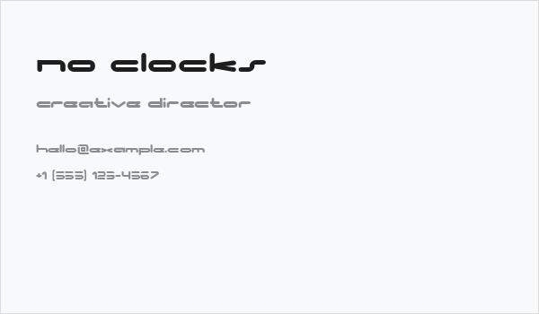 No Clocks Business Card