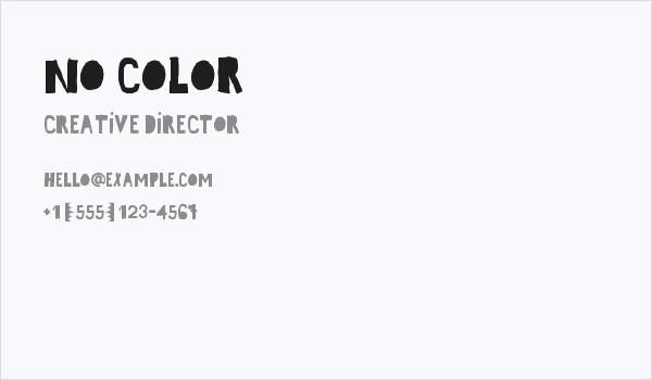No Color Business Card
