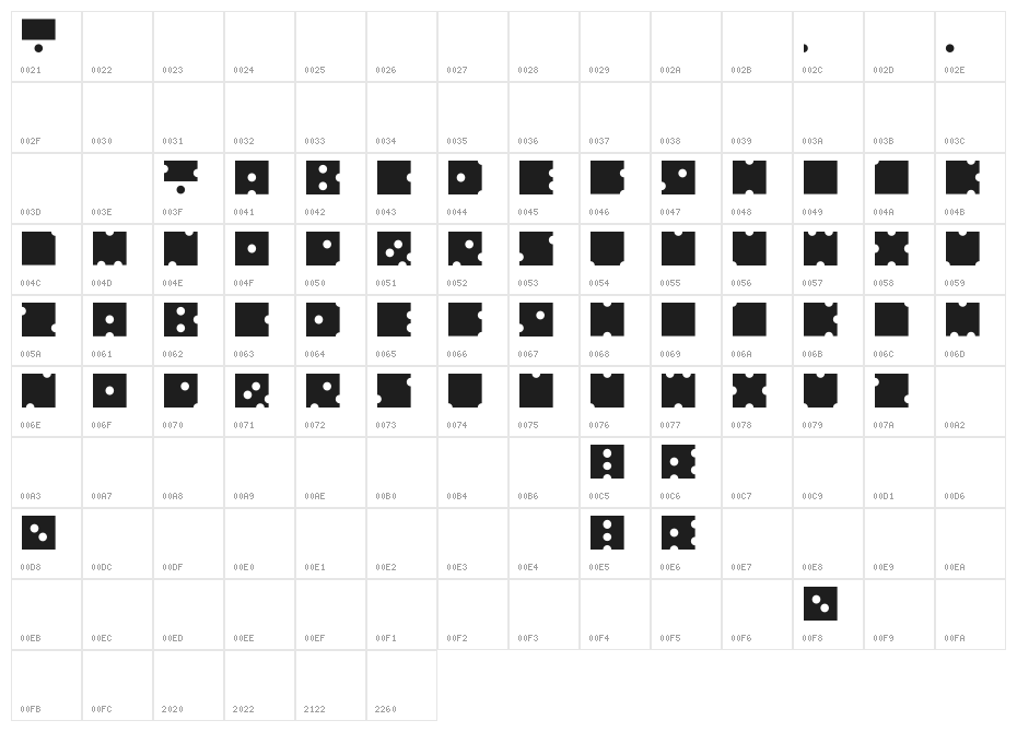 No Dice Regular Character Map