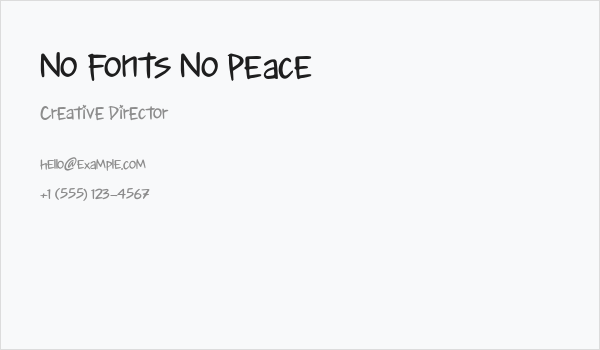 No Fonts No Peace Business Card