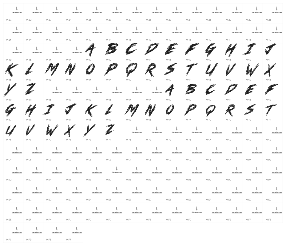 No Mercy Font Personal Use Only Character Map