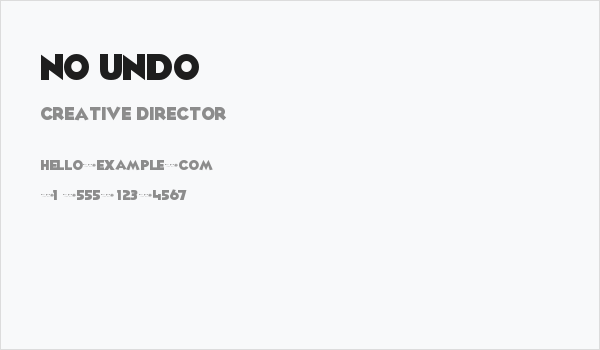 No Undo Business Card