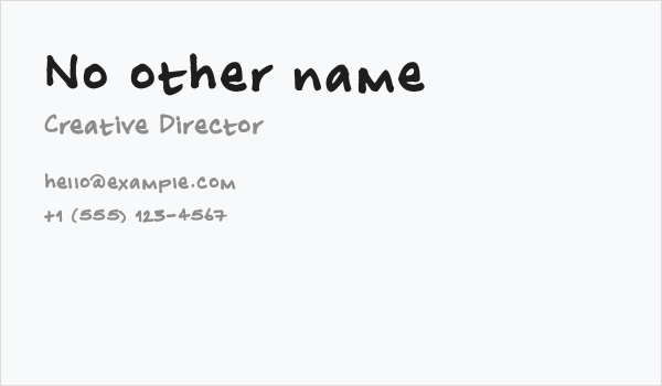 No other name Business Card