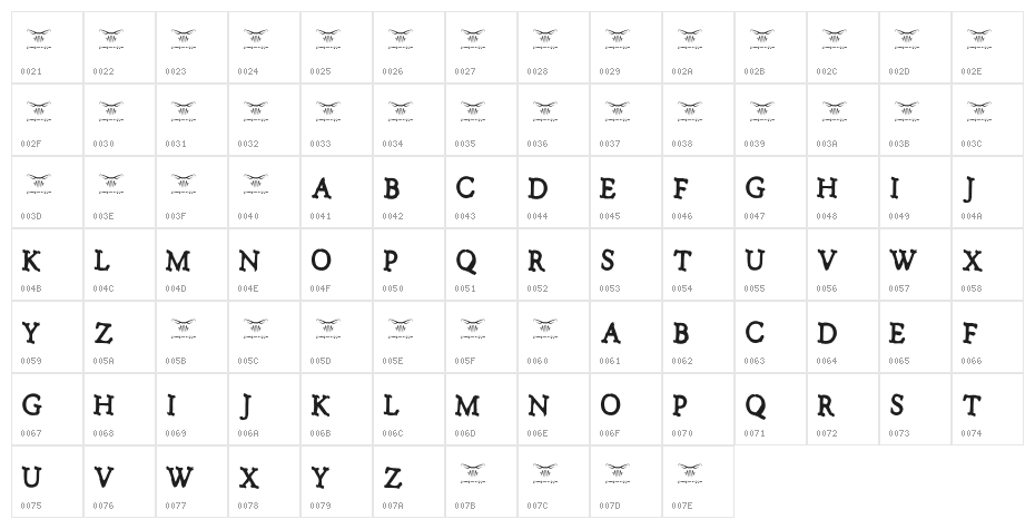 No talking please Regular Character Map