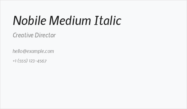 Nobile Medium Italic Business Card