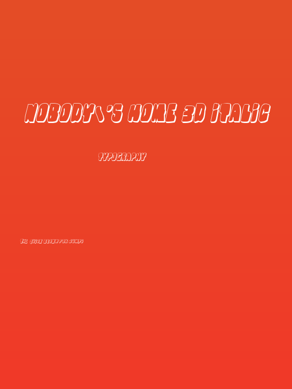 Nobody's Home 3D Italic Poster