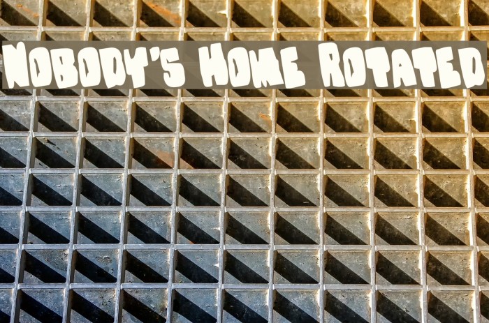 Nobody's Home Rotated Font examples