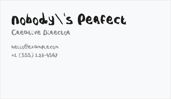 Nobody's Perfect Business Card