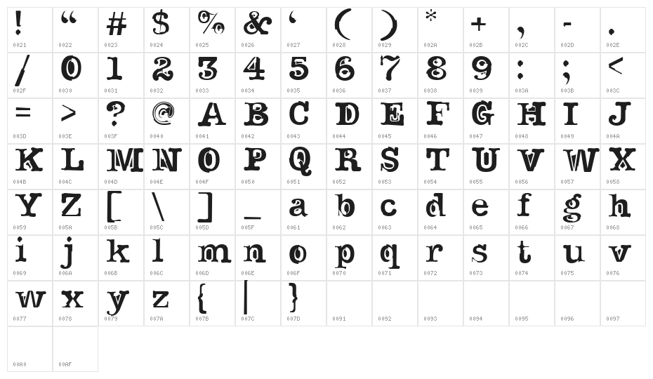 Noir Filled Character Map