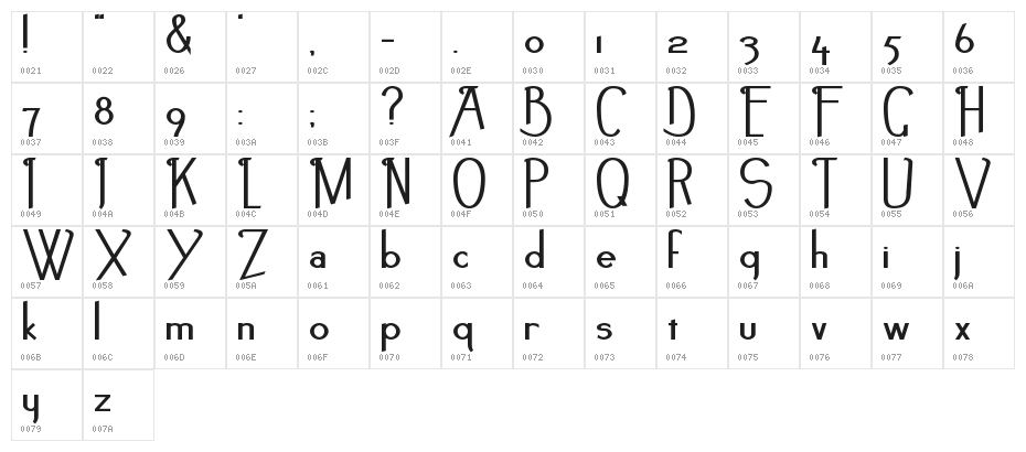 Noir-et-Blanc Bold Character Map