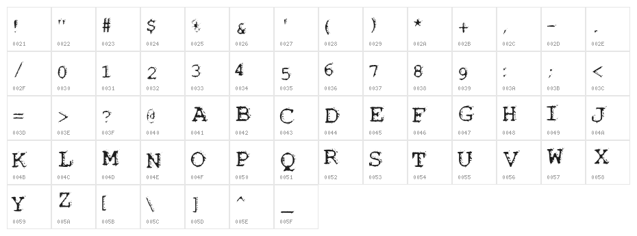 Noisebaby Character Map