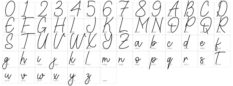Nolita Script - Perosnal Use Character Map