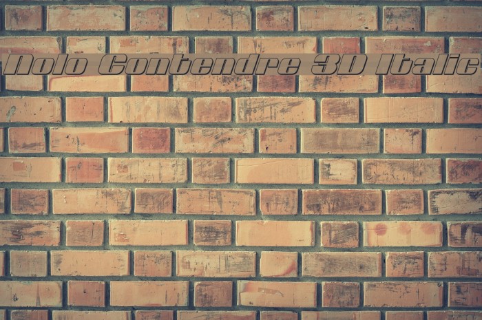 Nolo Contendre 3D Italic Font examples