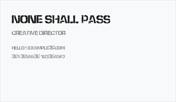None Shall Pass Business Card