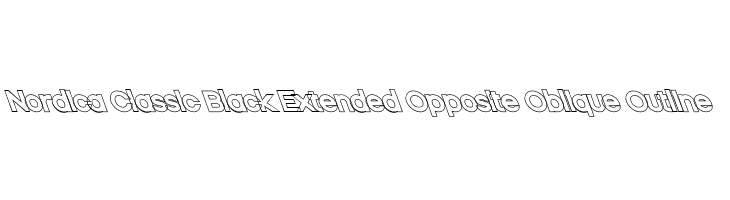 Nordica Classic Black Extended Opposite Oblique Outline Font