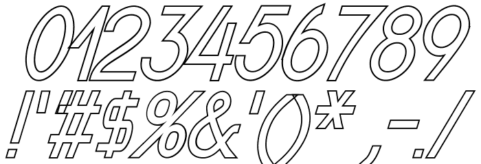 Nordica Classic Light Condensed Oblique Outline Font OTHER CHARS