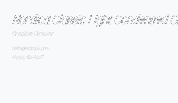 Nordica Classic Light Condensed Oblique Outline Business Card