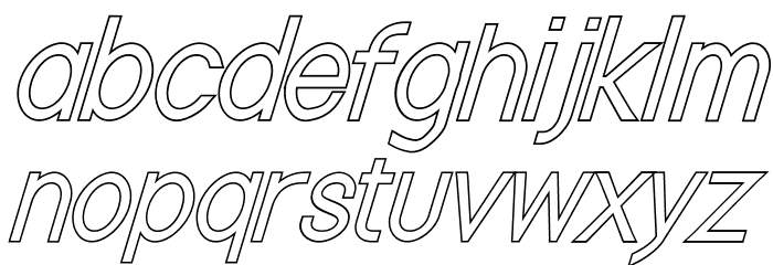 Nordica Classic Light Condensed Oblique Outline Font LOWERCASE