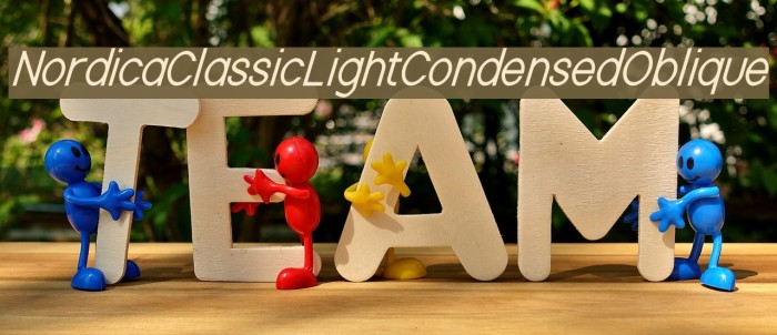 Nordica Classic Light Condensed Oblique Font examples