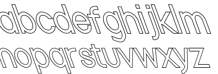 Nordica Classic Light Condensed Opposite Oblique Outline Font LOWERCASE