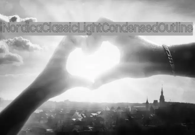 Nordica Classic Light Condensed Outline Font examples