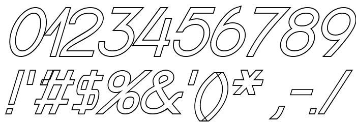 Nordica Classic Light Extended Oblique Outline Font OTHER CHARS