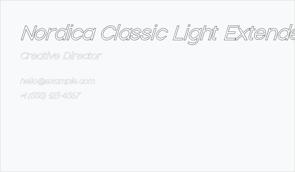 Nordica Classic Light Extended Oblique Outline Business Card