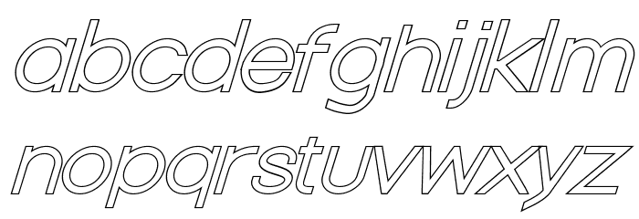 Nordica Classic Light Extended Oblique Outline Font LOWERCASE