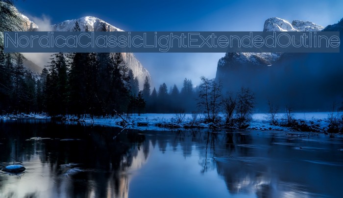 Nordica Classic Light Extended Outline Font examples