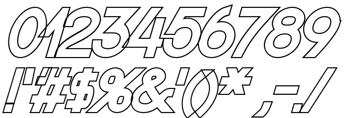 Nordica Classic Regular Extended Oblique Outline Font OTHER CHARS