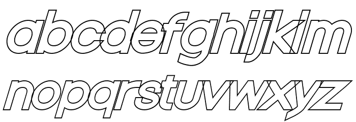 Nordica Classic Regular Extended Oblique Outline Font LOWERCASE