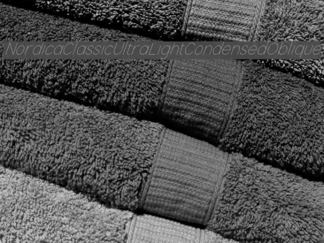 Nordica Classic Ultra Light Condensed Oblique Font examples