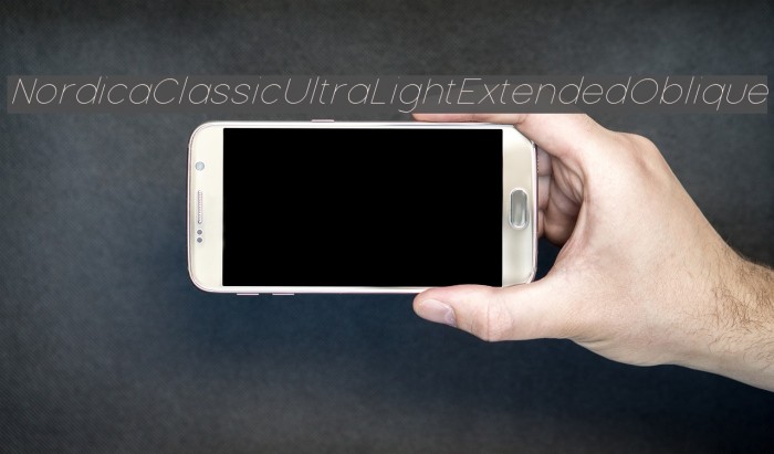 Nordica Classic Ultra Light Extended Oblique Font examples