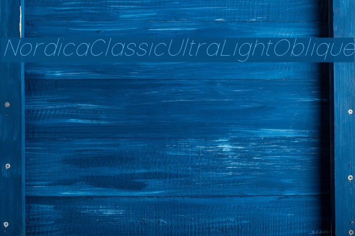 Nordica Classic Ultra Light Oblique Font examples