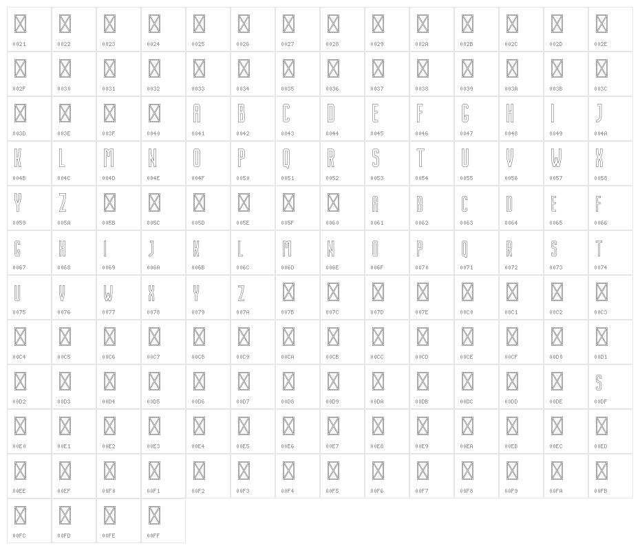 NordinFree-Outline Character Map