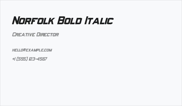 Norfolk Bold Italic Business Card