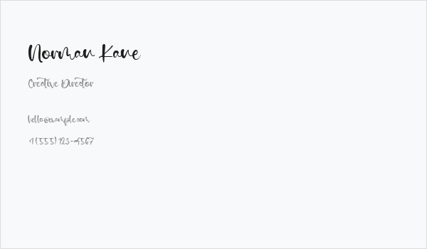 Norman Kane Business Card