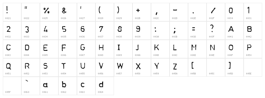 Normograf-Regular Character Map