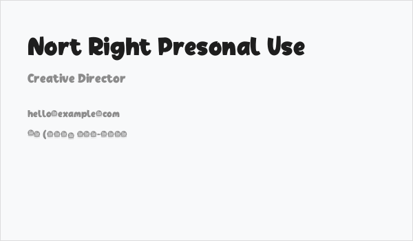 Nort Right Presonal Use Business Card