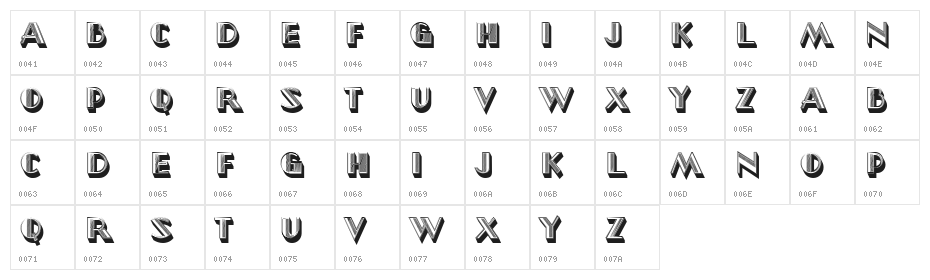 North Border Extruded Hollow Regular Character Map