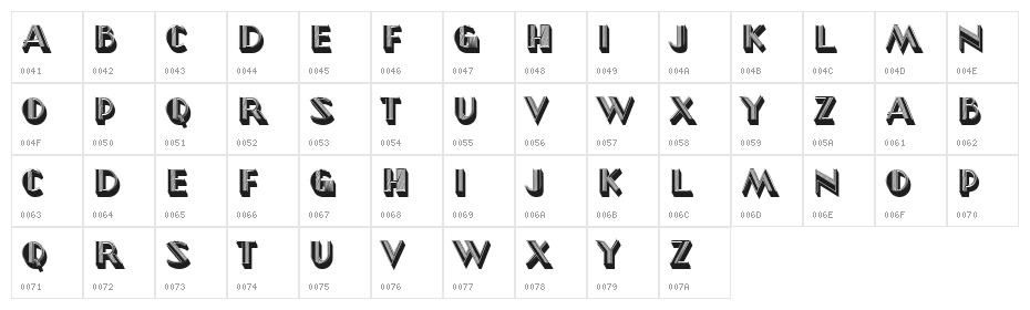 North Border Extruded Regular Character Map