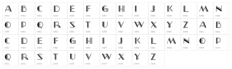 North Border Regular Character Map