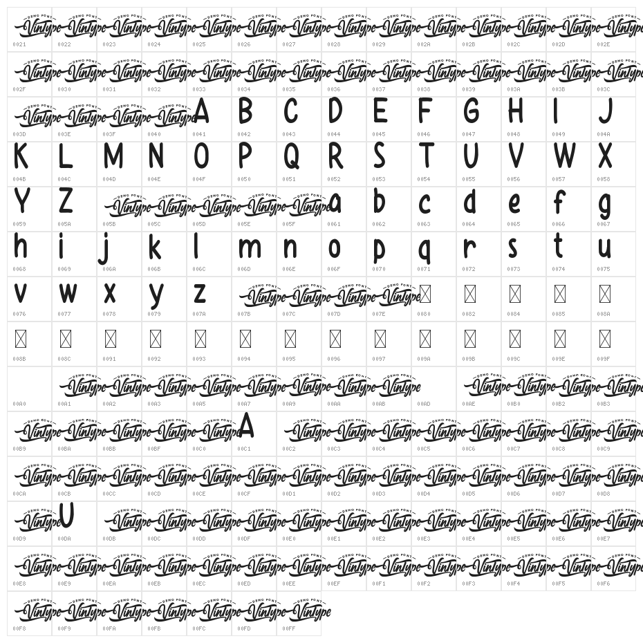 North Glamour Demo Character Map