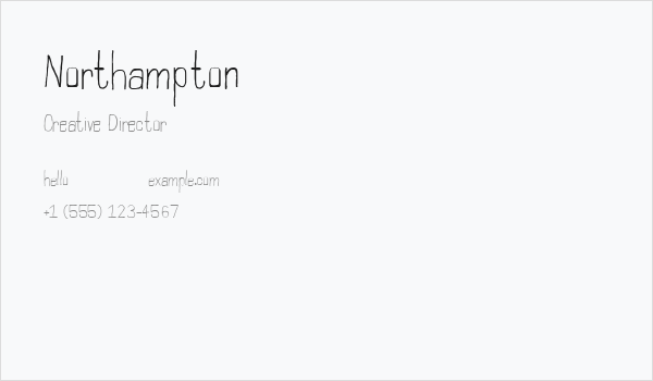 Northampton Business Card