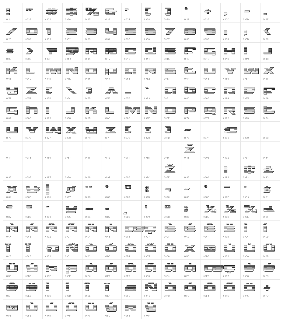Northstar Chrome Regular Character Map